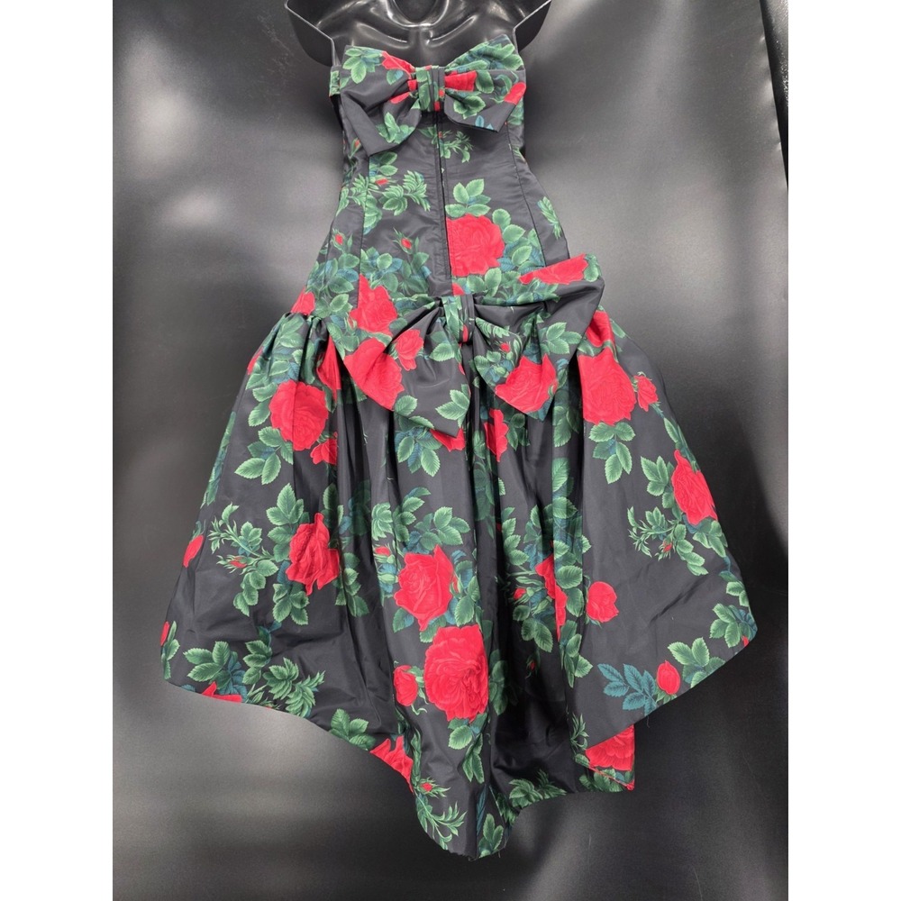 Vtg Morton Myles Women's Size 12 Strapless Floral Dress Drop Waist Balloon Skirt - Picture 4 of 12